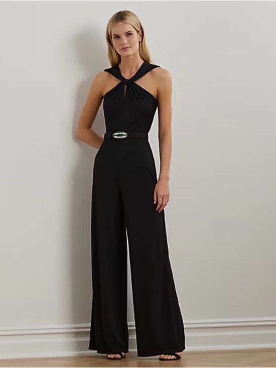 Lauren Ralph Lauren Pants - Lauren Ralph Lauren Black Twist-Neck Wide-Leg Jumpsuit